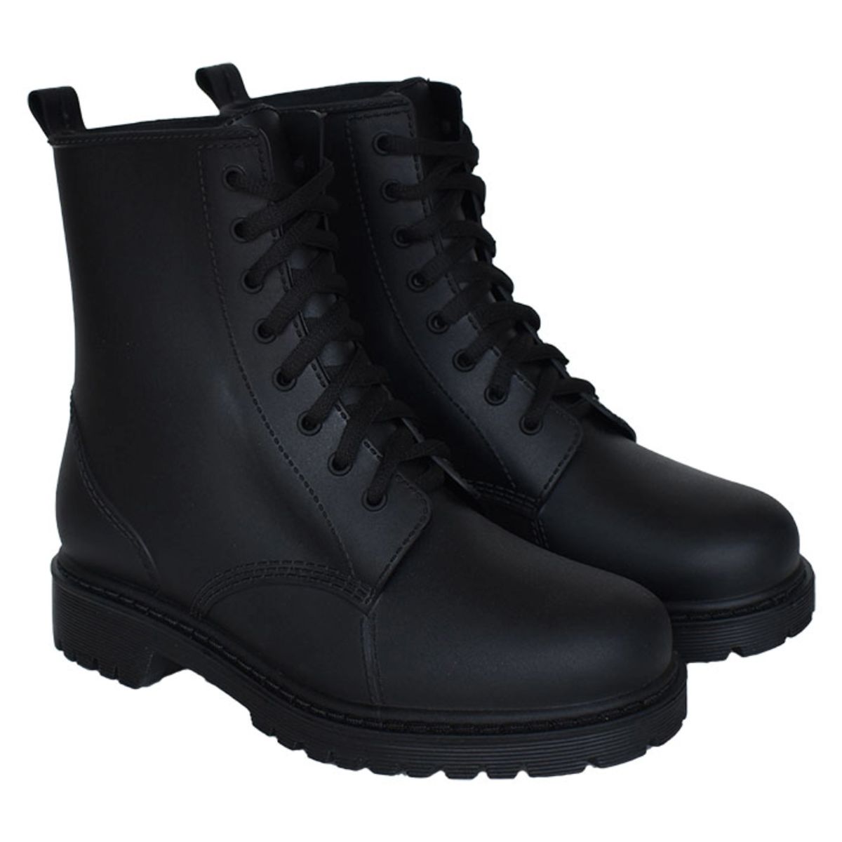 GENERICO - BOTAS DE LLUVIA CON PASADORES COMBAT NEGRO TALLAS 36 A LA 40