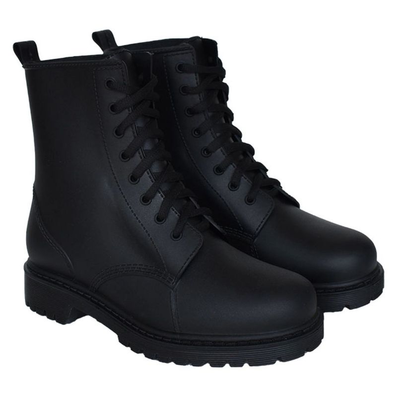 GENERICO - BOTAS DE LLUVIA CON PASADORES COMBAT NEGRO TALLAS 36 A LA 40