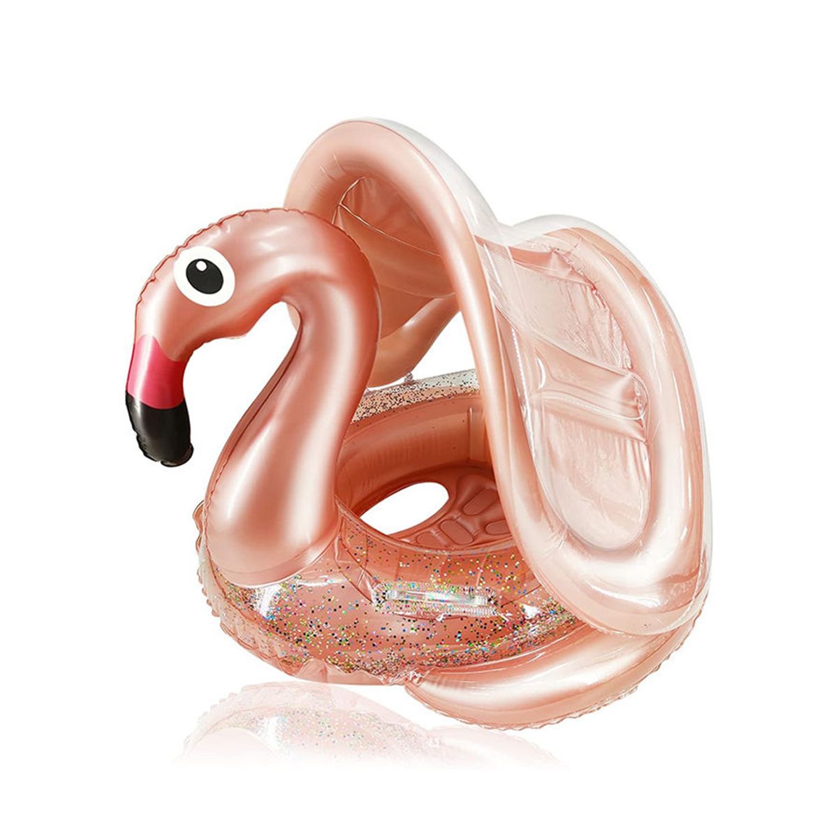 GENERICO - FLOTADOR 85cm CON ASIENTO Y SOMBRA DE GARZA ORO ROSA