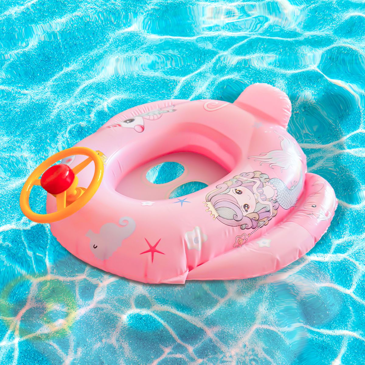 GENERICO - FLOTADOR CON ASIENTO Y TIMON PARA NIÑAS DE UNICORNIO