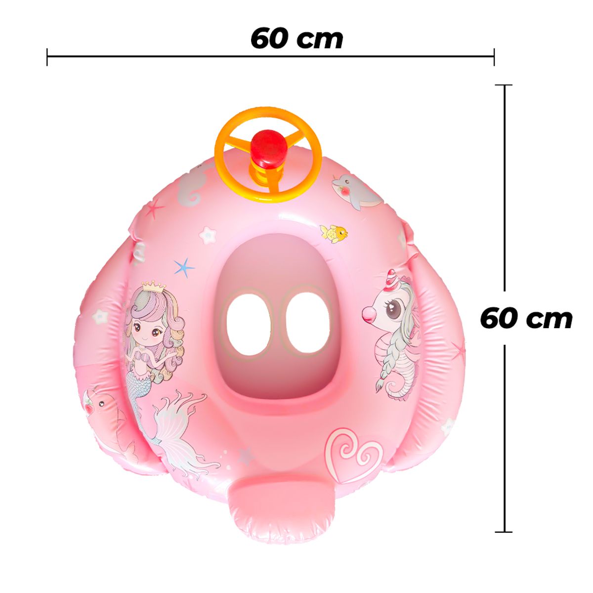 GENERICO - FLOTADOR CON ASIENTO Y TIMON PARA NIÑAS DE UNICORNIO