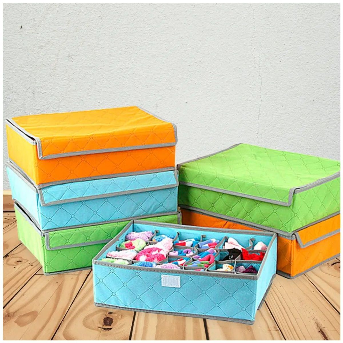 GENERICO - set de 2 Organizadores de Medias e interiores con tapa 24 divisiones