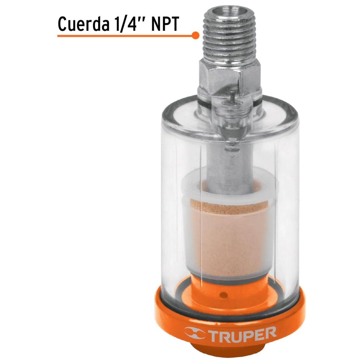 TRUPER - Filtro separador de agua y aceite cuerda 14 NPT Truper