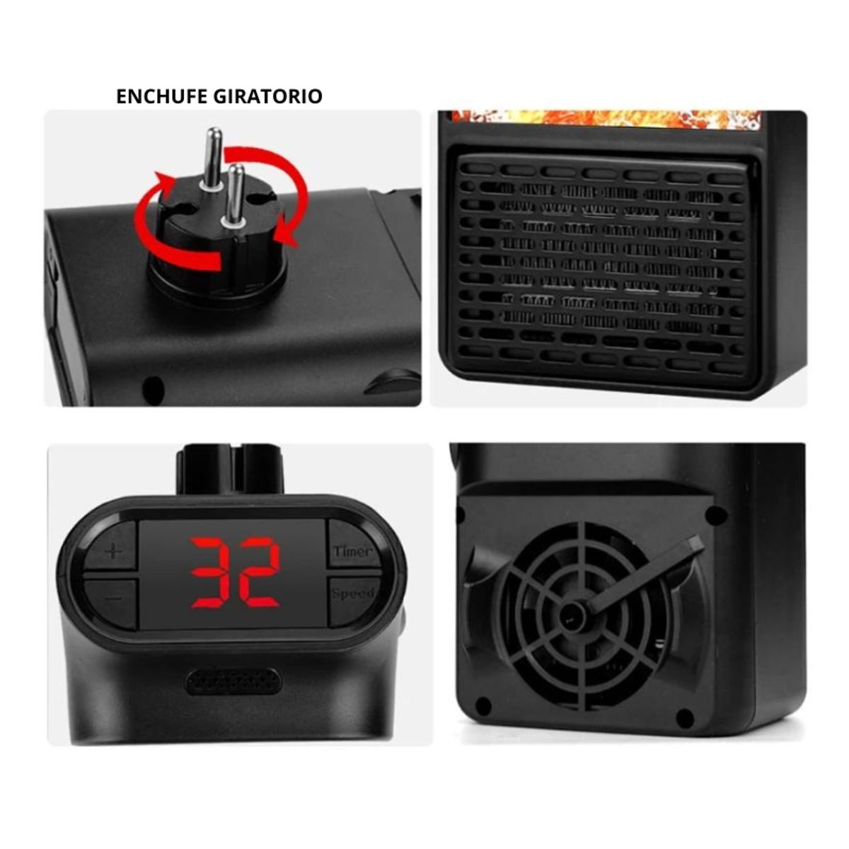 GENERICO - Calefactor Portatil  Flame Heater de 900 Watts