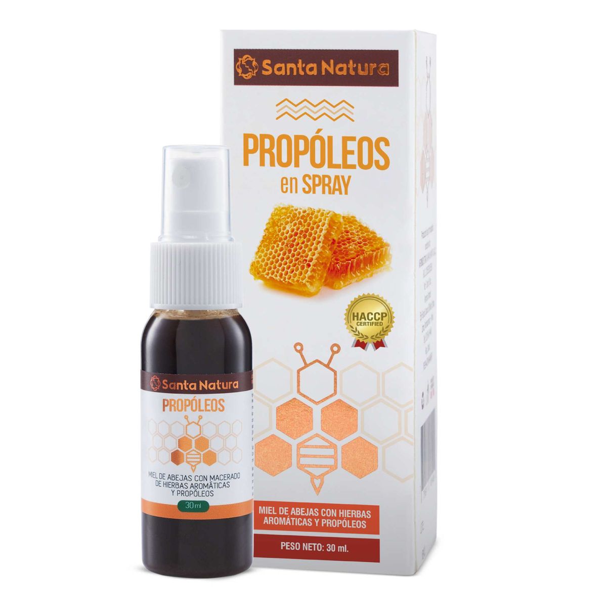 SANTA NATURA - PROPÓLEOS EN SPRAY - MIEL DE ABEJAS CON HIERBAS AROMÁTICAS Y PROPÓLEOS