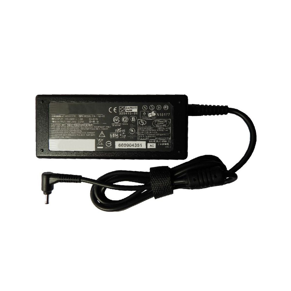GENERICO - CARGADOR COMPATIBLE PARA LAPTOP 19V 2,37A 45W 3,0 X 1,1 PUNTA DELGADA