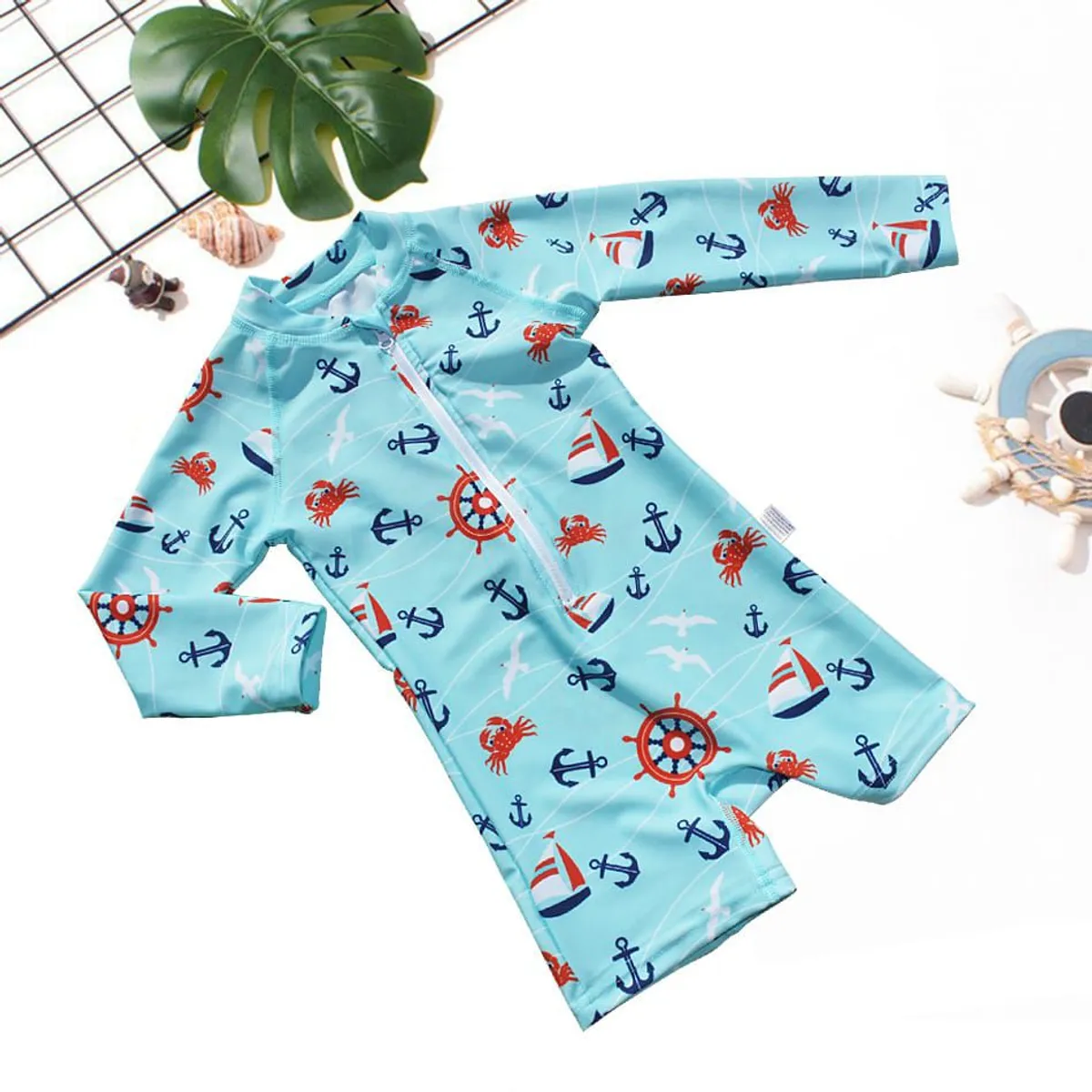 GENERICO - TRAJE DE BAÑO NIÑO CON PROTECCION SOLAR 1 pieza 2-3 AÑOS