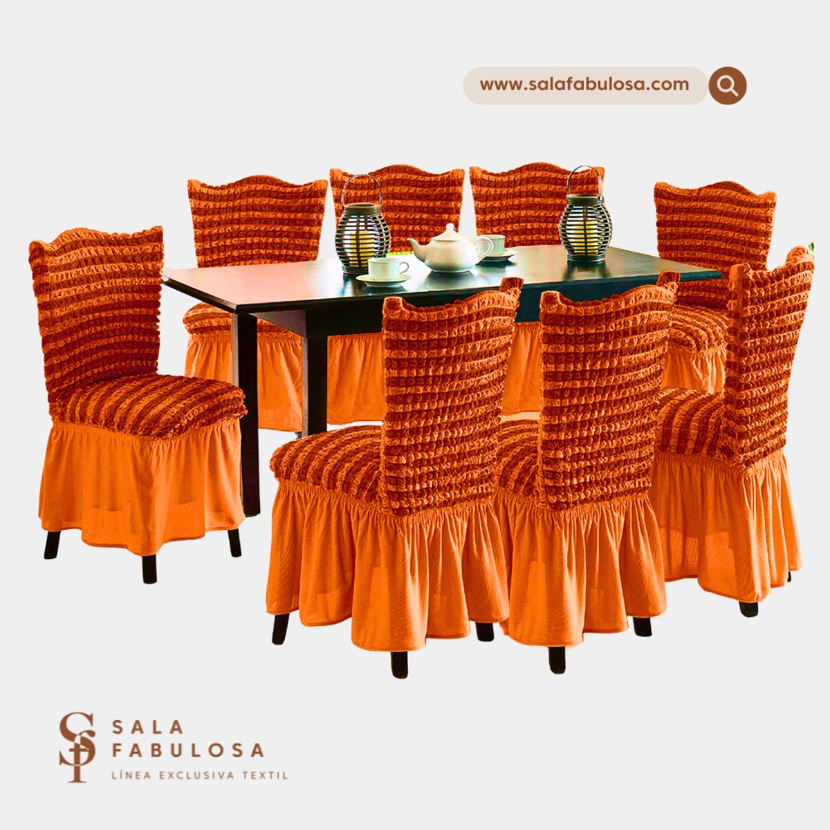 SALA FABULOSA - Funda de silla 8 pzs spandex burbuja bicolor LACRE