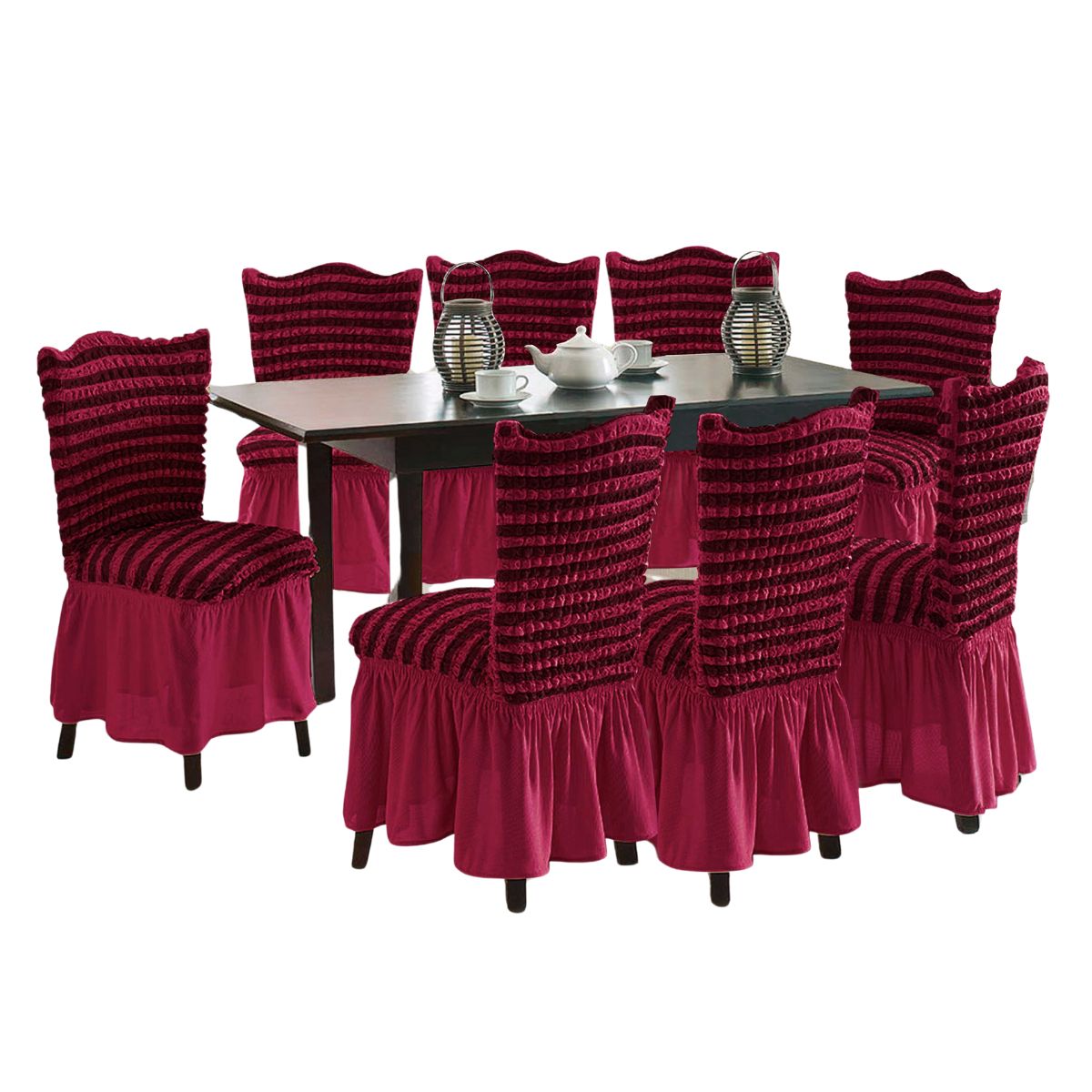 SALA FABULOSA - Funda de silla 8 pzs spandex burbuja bicolor GUINDA