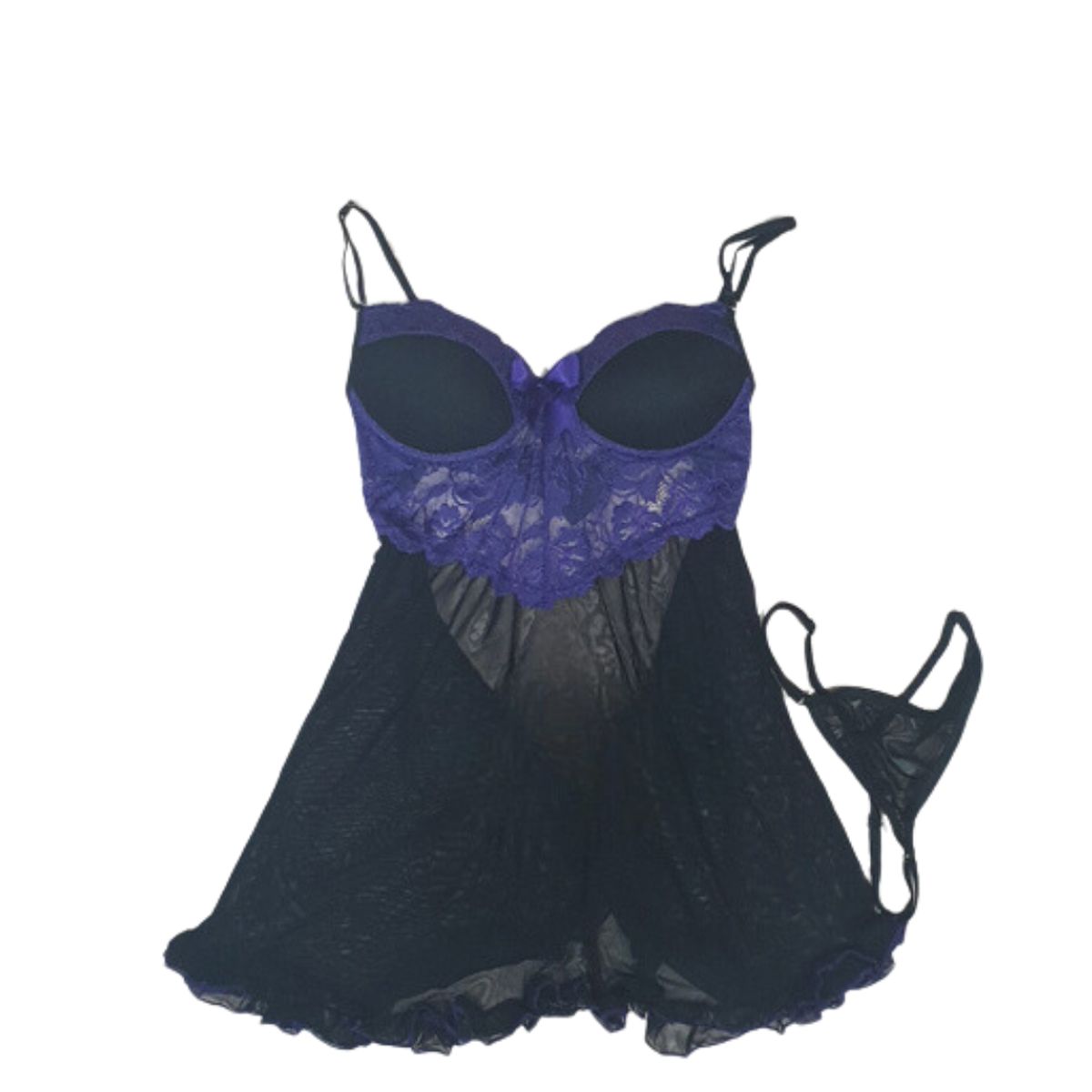 GENERICO - Babydoll con Abertura atrás más Tanga hilo de regalo Lencería fina