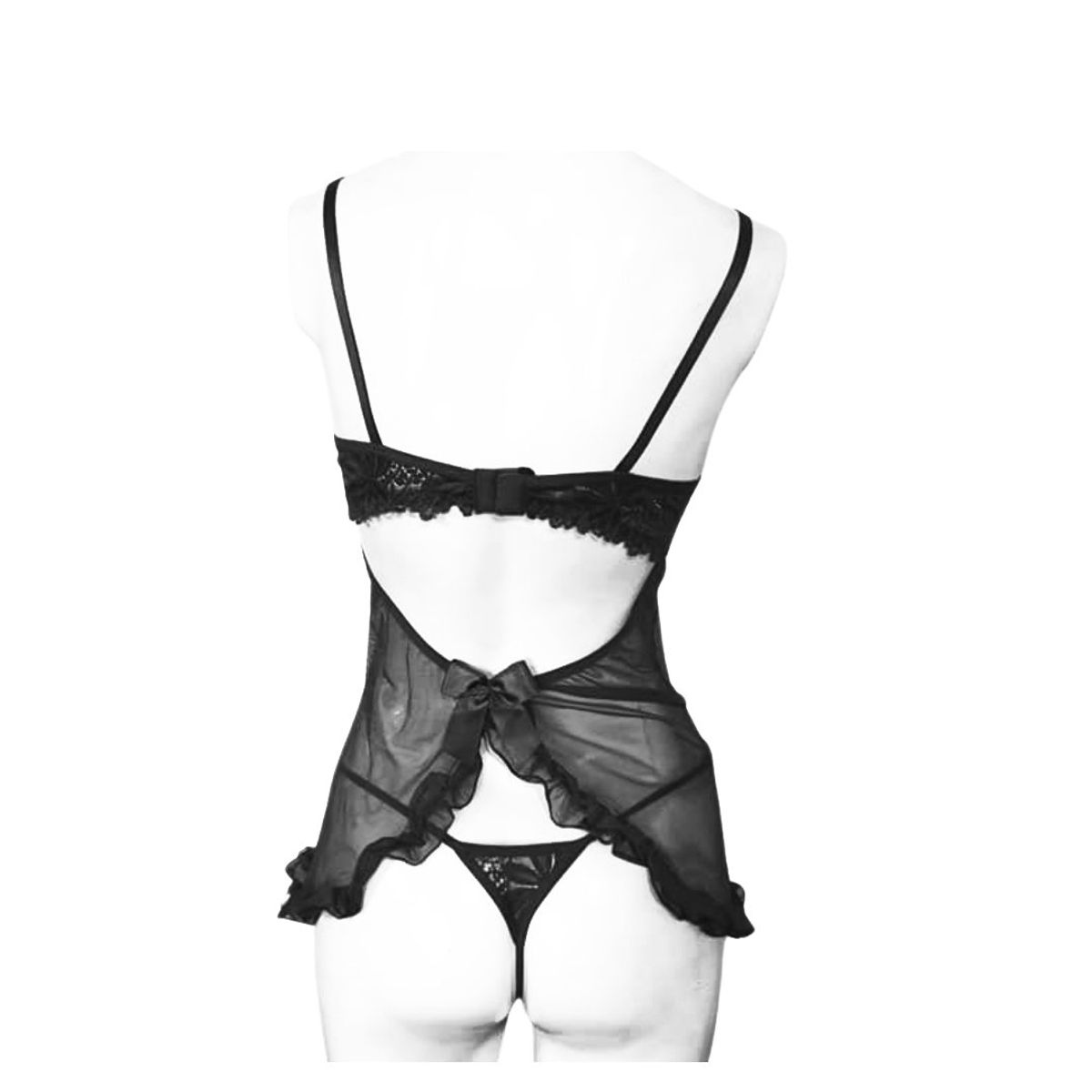 GENERICO - Babydoll con Abertura atrás más Tanga hilo de regalo Lencería fina