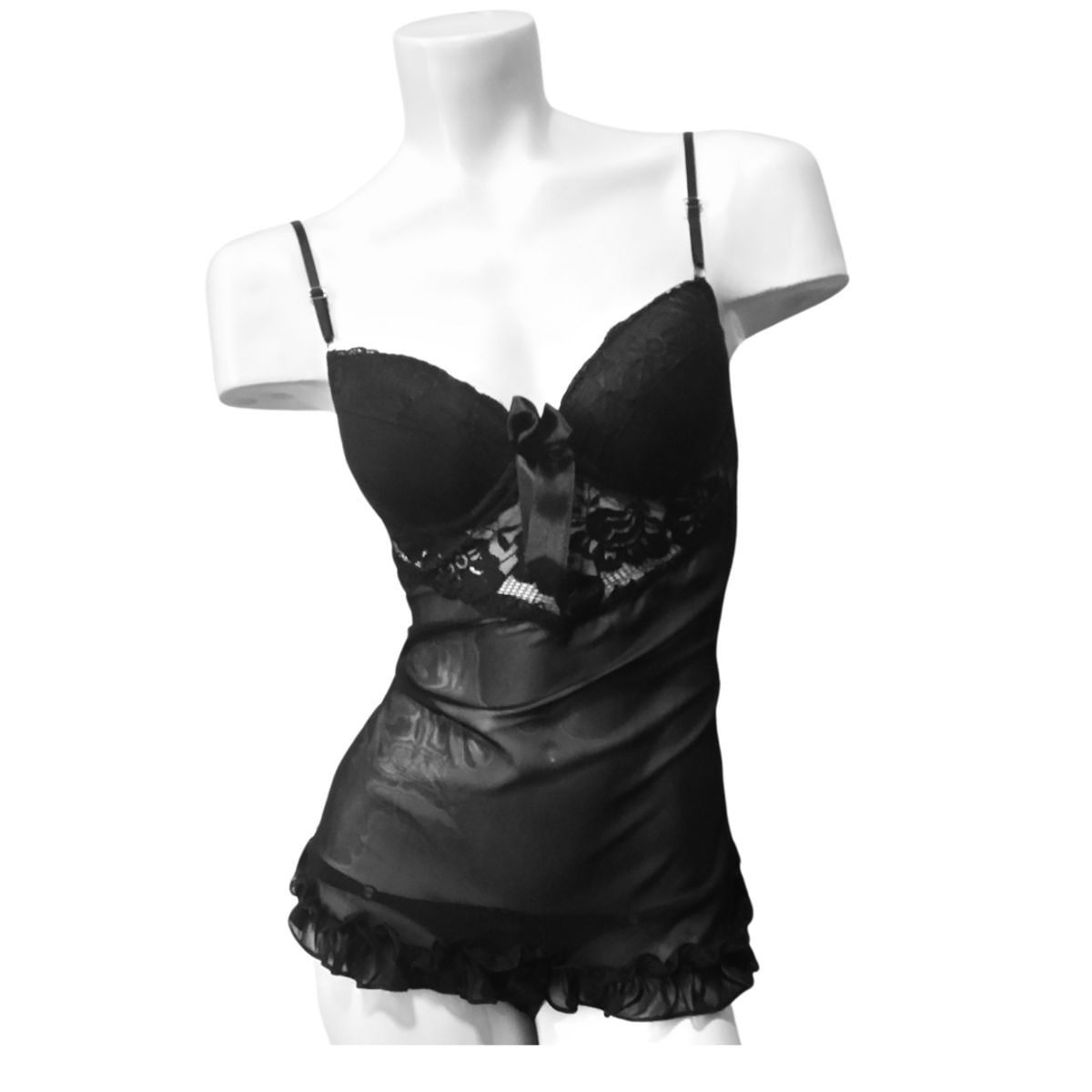 GENERICO - Babydoll con Abertura atrás más Tanga hilo de regalo Lencería fina