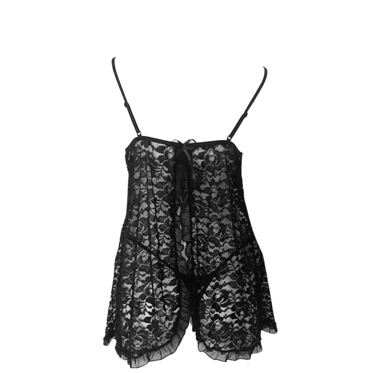 GENERICO - Babydoll con encaje más tanga regulable