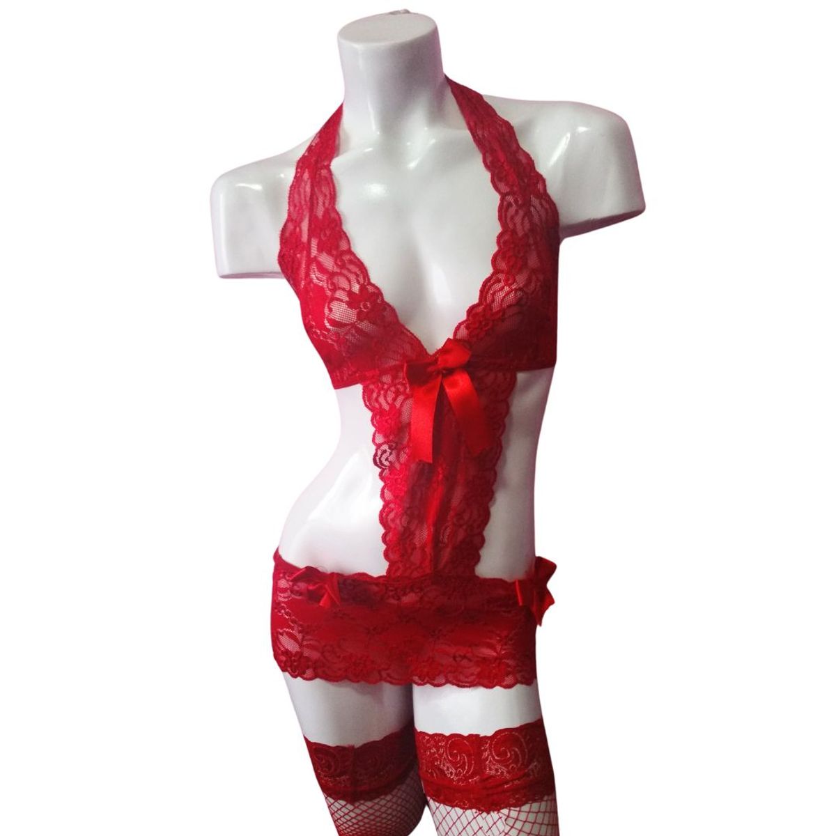 GENERICO - Babydoll  más MEDIAS, más tanga regulable, Lencería fina