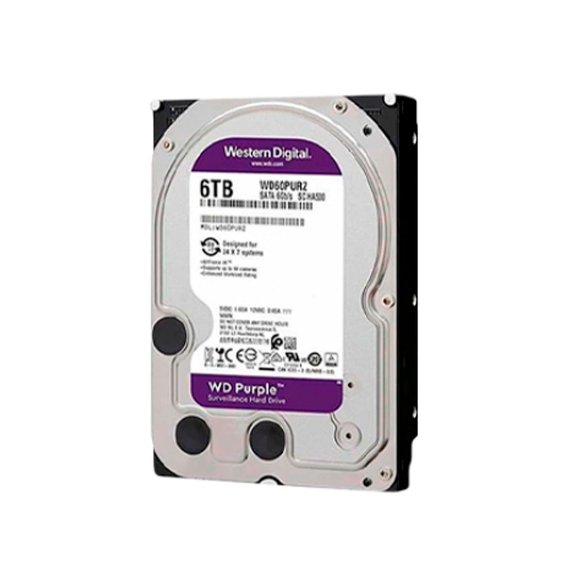 WESTERN DIGITAL - DISCO DURO INTERNO WESTERN DIGITAL PURPURA 6TB 3.5" SATA P/N: WD60PURZ