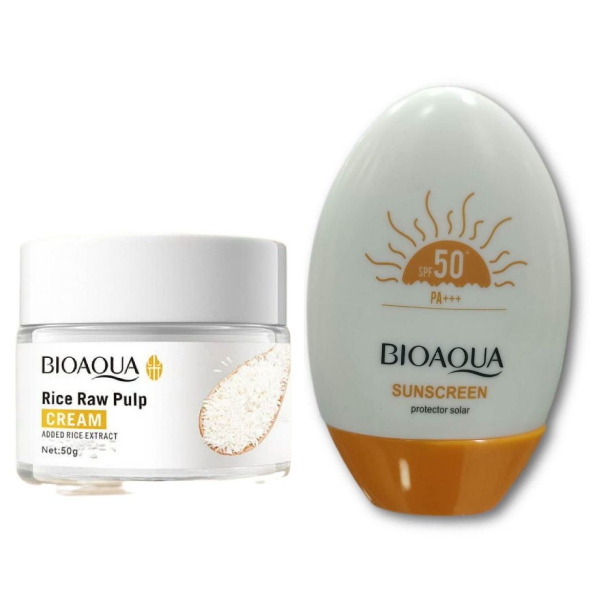 BIOAQUA - PACK BLOQUEADOR SOLAR 50 SUSCREEN Y CREMA ACLARANTE DE ARROZ BIOAQUA
