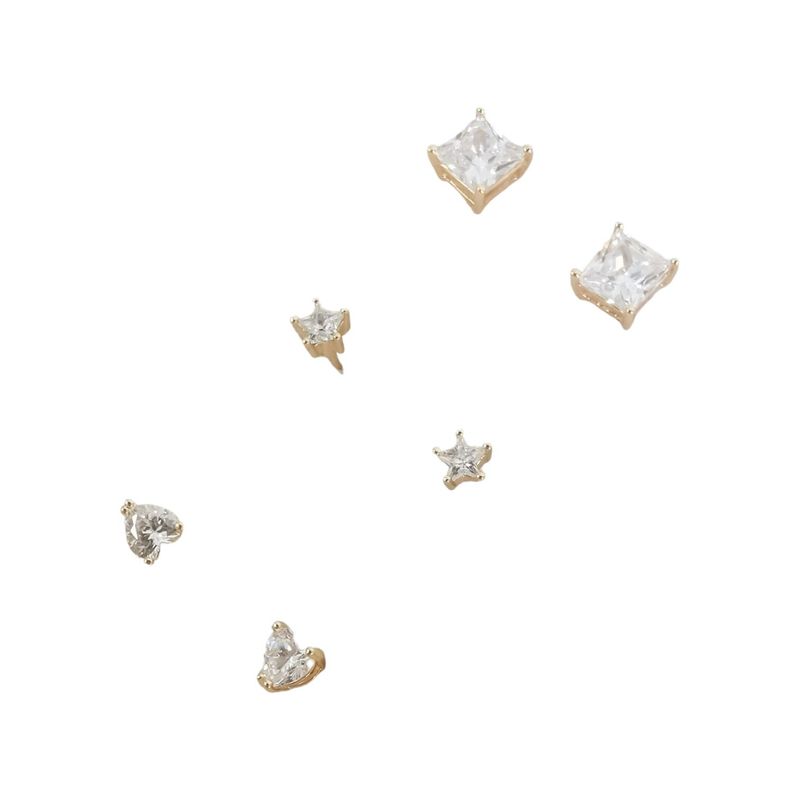GENERICO - Arete trío ZEFORA corazón estrella brillante mujer moda