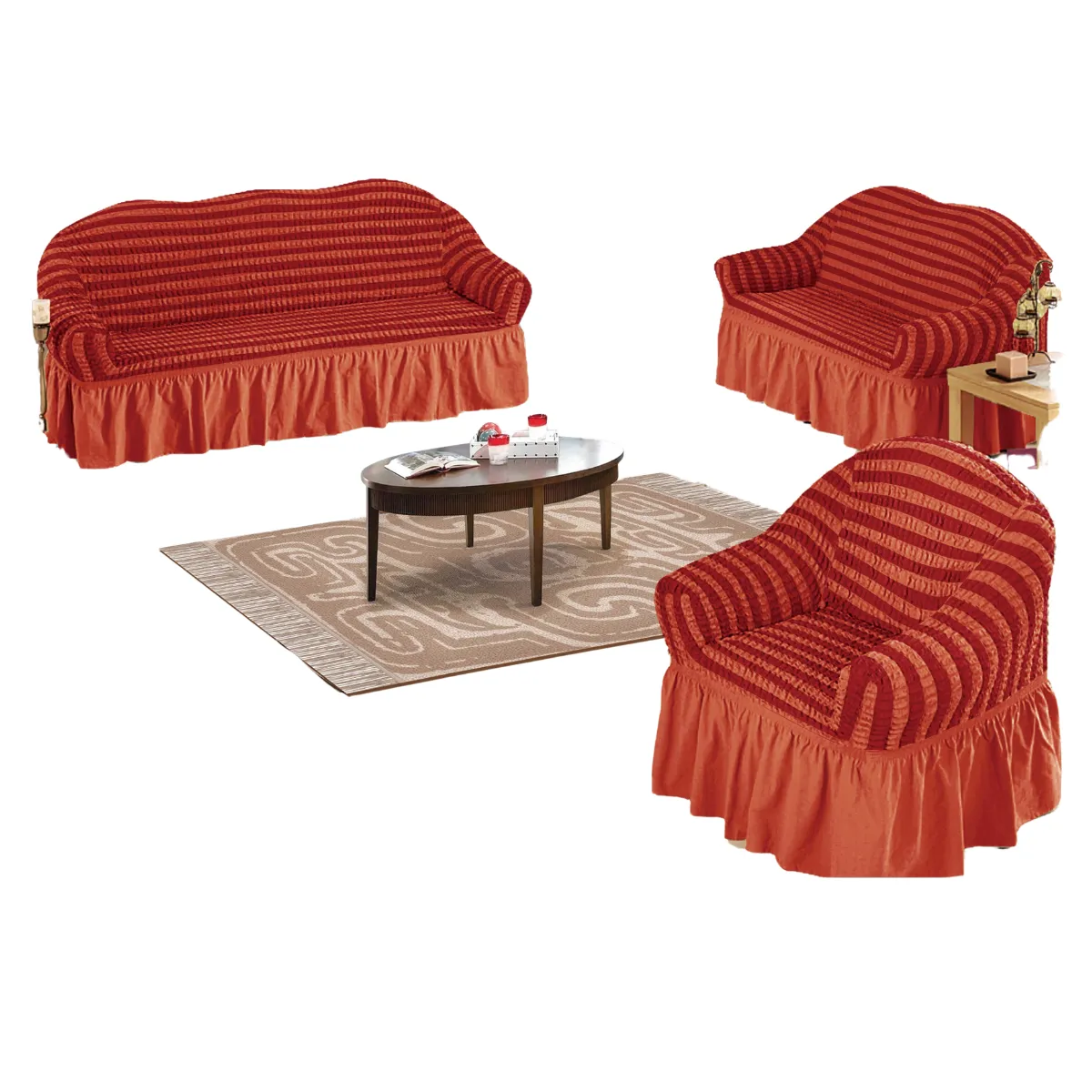 IMPORTADO MC - Funda de mueble 3-2-1 spandex burbuja bicolor LACRE