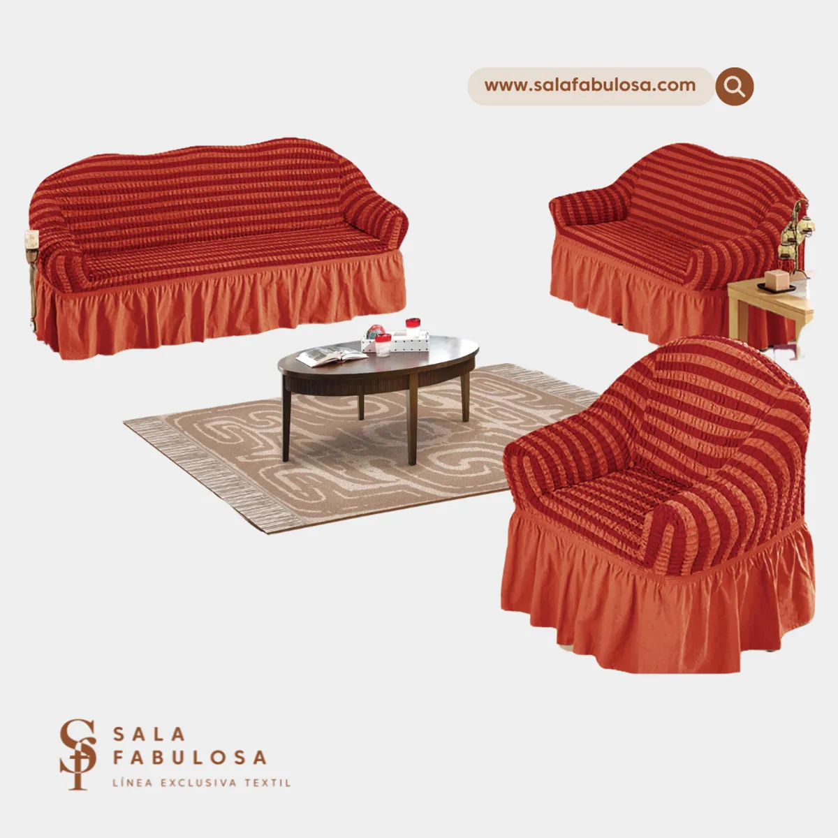 IMPORTADO MC - Funda de mueble 3-2-1 spandex burbuja bicolor LACRE