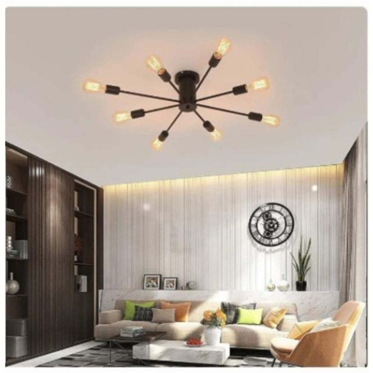 CEMLIGHTING - Lámpara de techo satelite negro incluye 8 focos