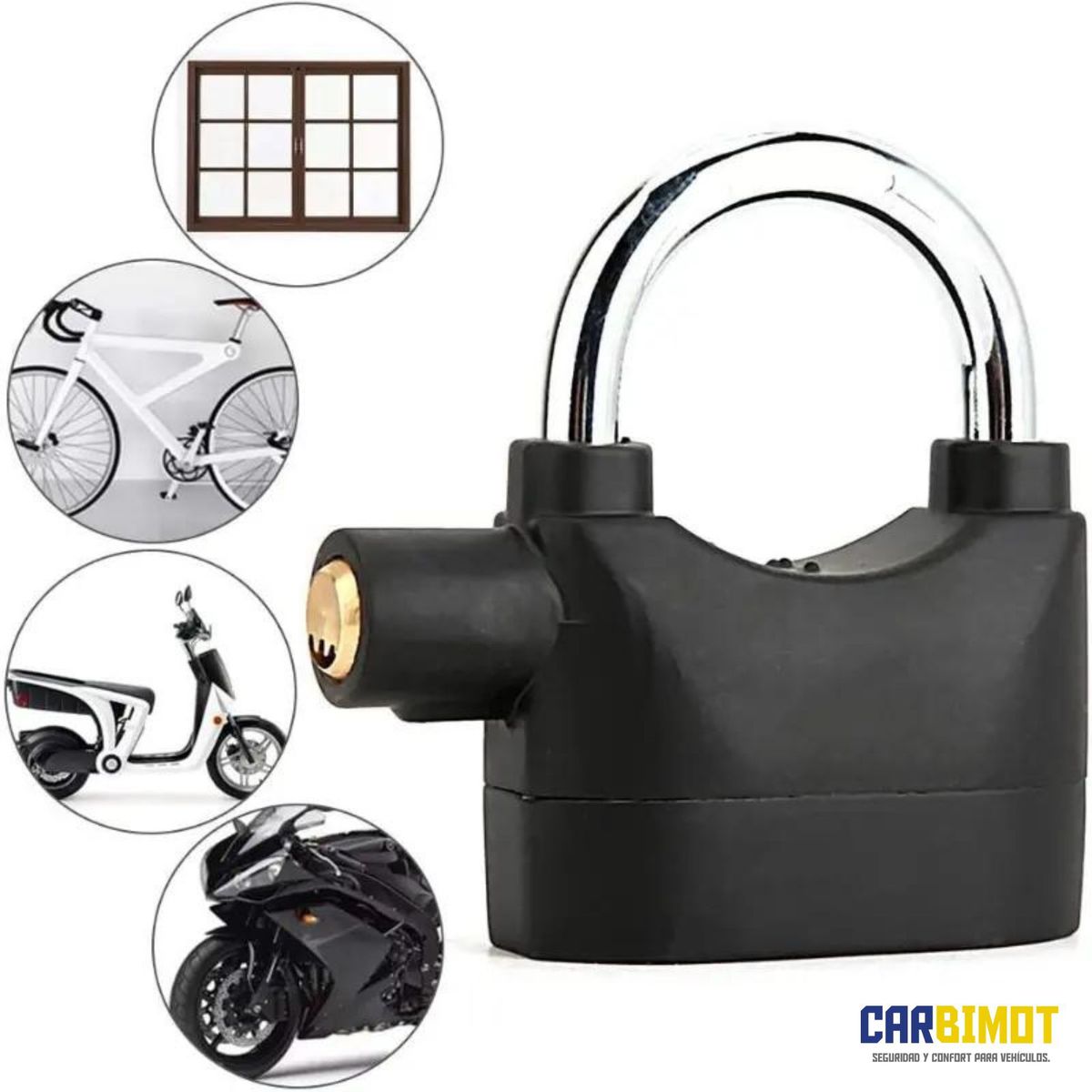 GENERICO - CANDADO ALARMA ANTIRROBO PARA VEHICULOS Y HOGAR