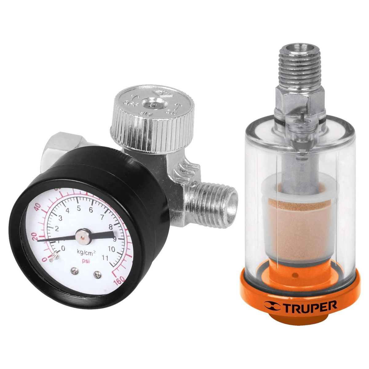 TRUPER - Regulador de aire con manómetro  Filtro separador de agua y aceite