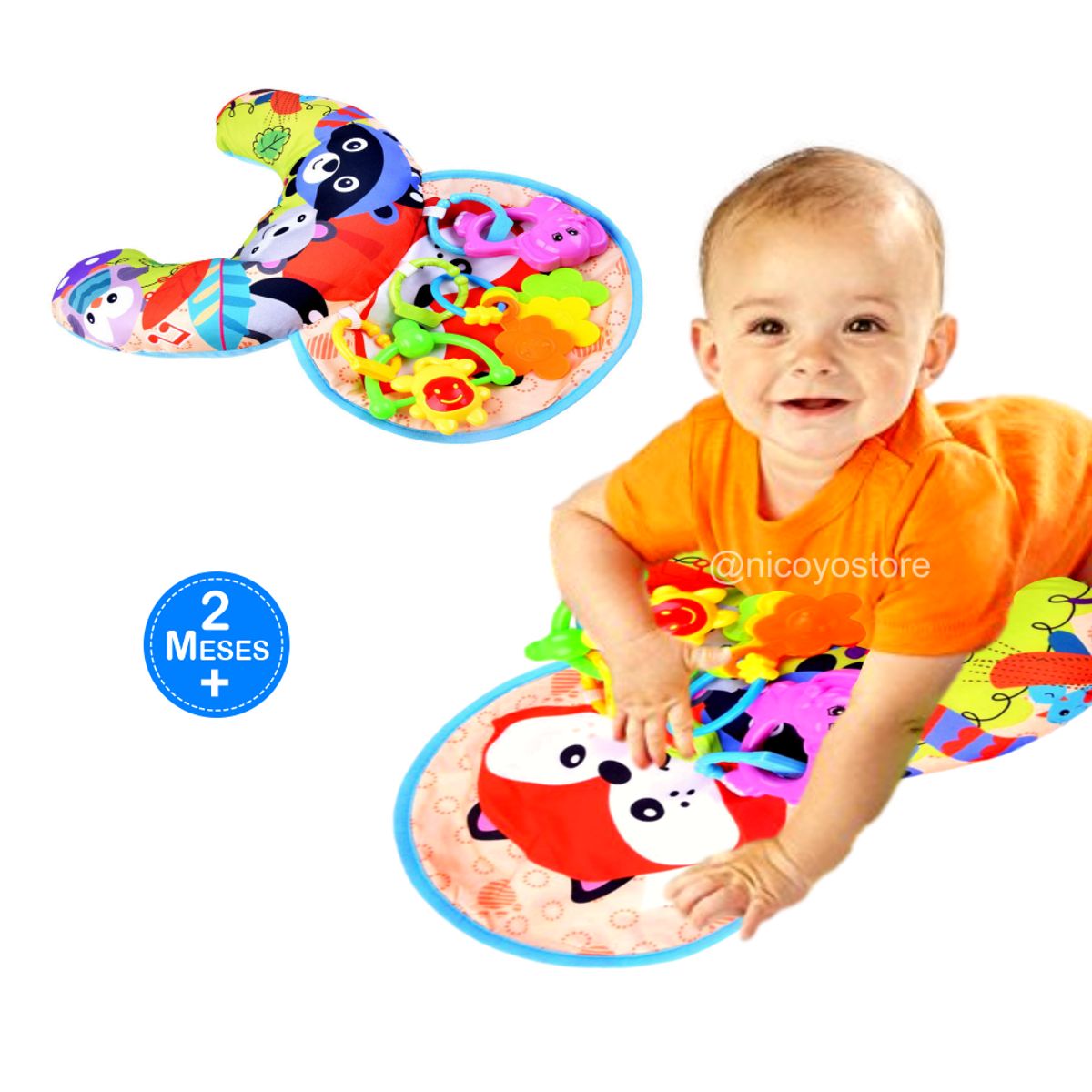 MEYING - Almohada Cojín de Estimulación Tummy Time Diseño Zorrito