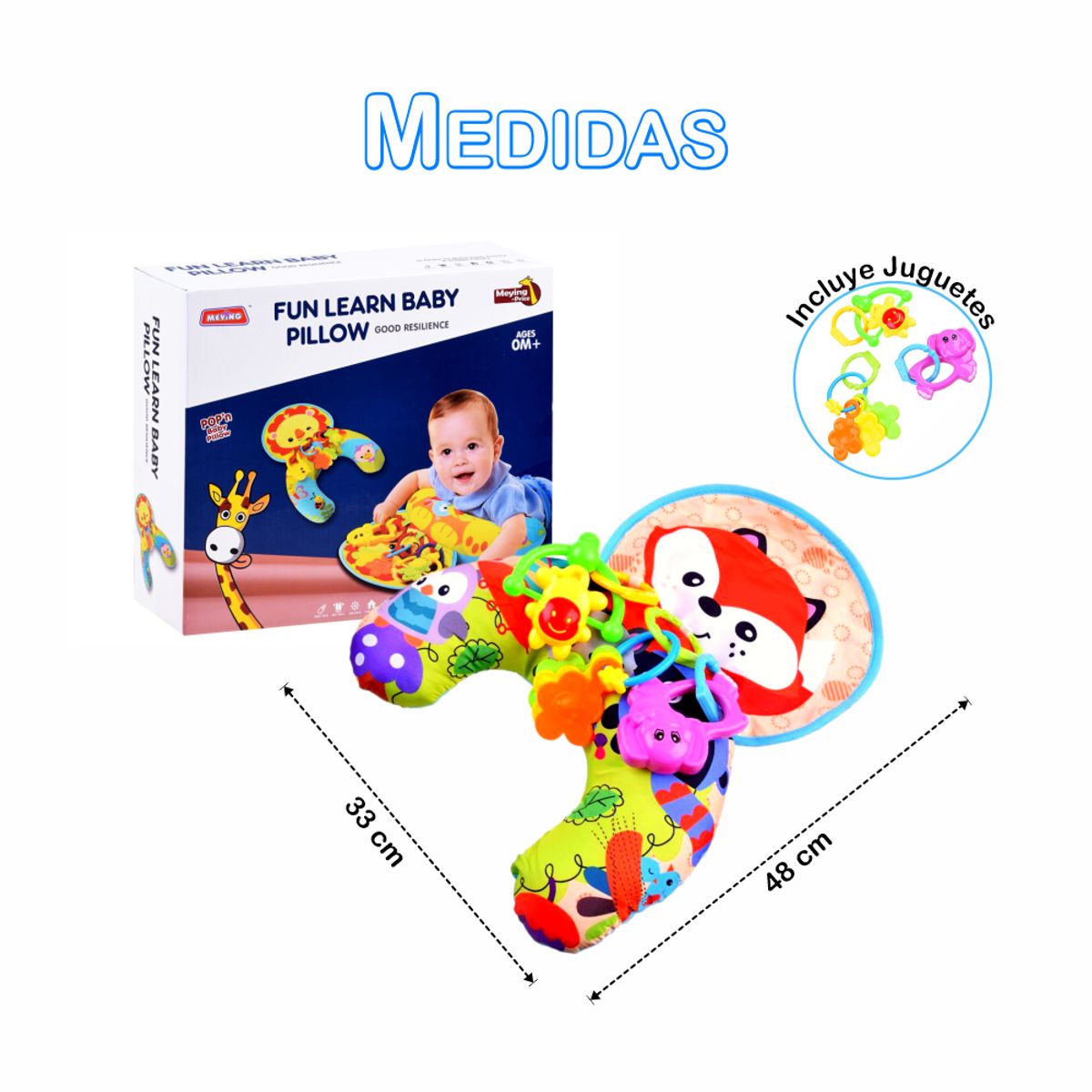 MEYING - Almohada Cojín de Estimulación Tummy Time Diseño Zorrito