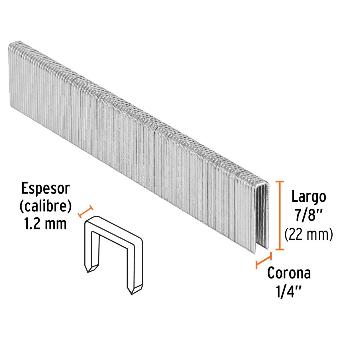 TRUPER - GRAPAS PARA ENGRAPADOR NEUMATICO calibre 18, 22mm, 5000 UNIDADES