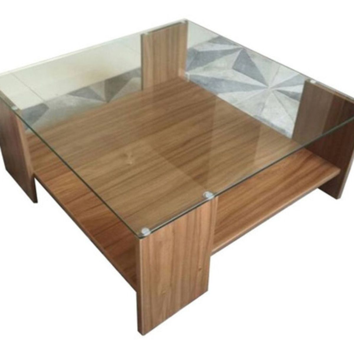 TU MESITA - Mesa de Centro Alaia Melamine Marrón c/Vidrio