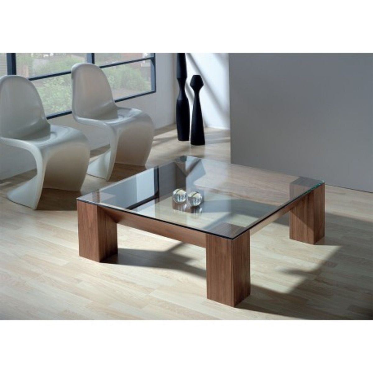 TU MESITA - Mesa de Centro Adra Melamina Marrón cVidrio