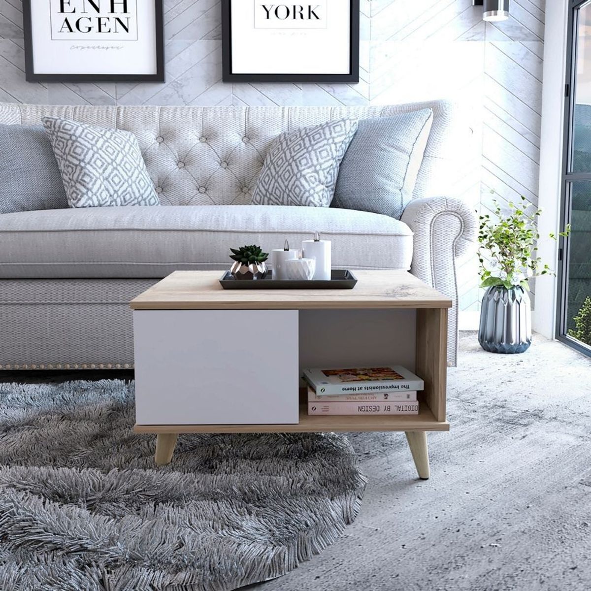 TU MESITA - Mesa de Centro Lia Miel Blanco Moderno