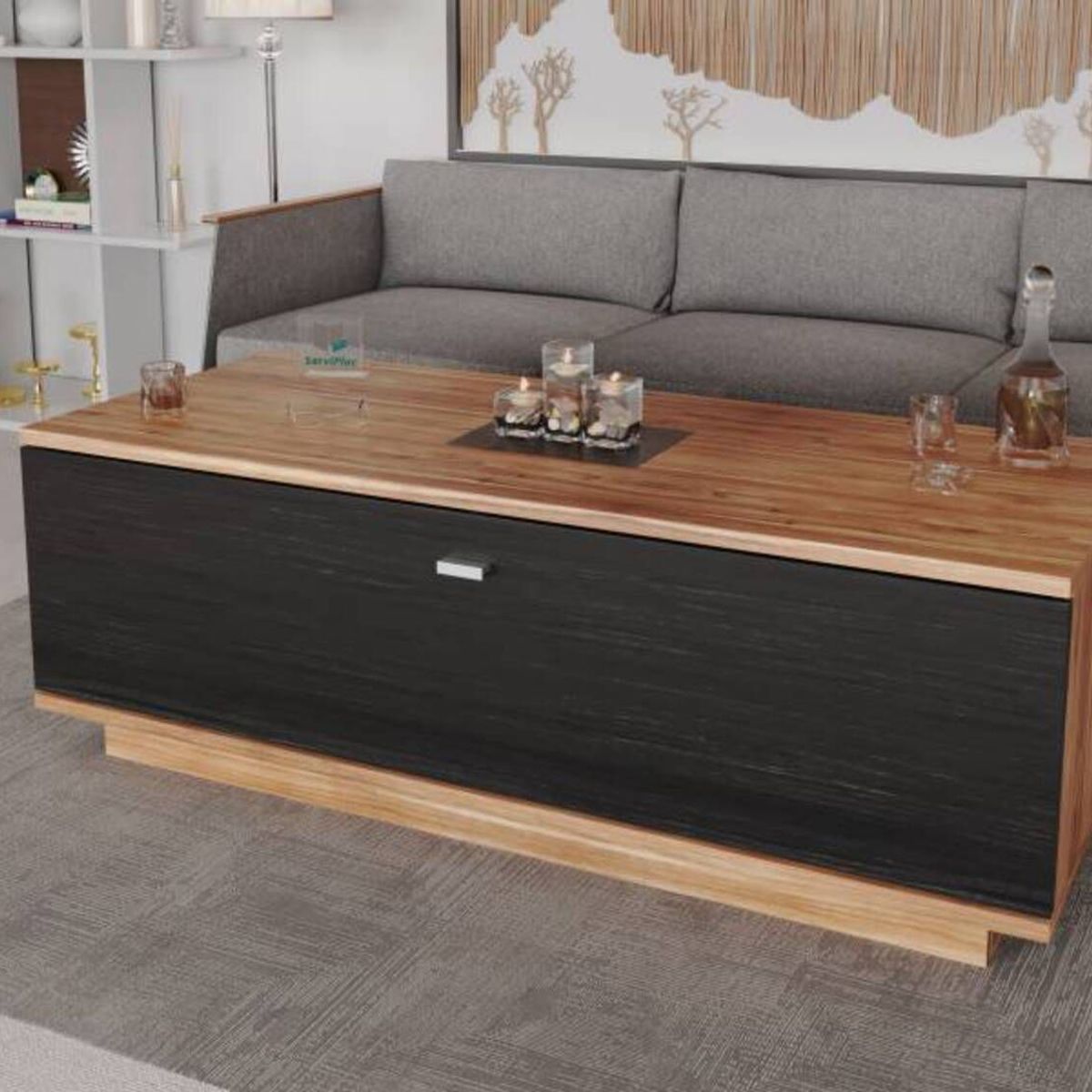 TU MESITA - Mesa de Centro Rossana Moderna Marrón con Negro