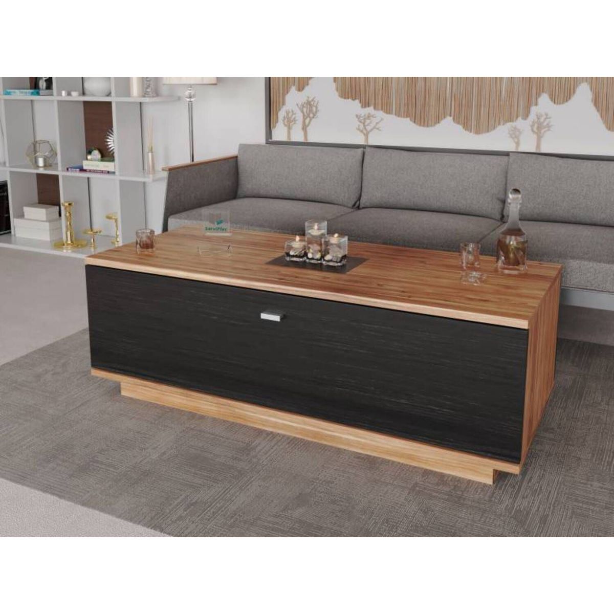 TU MESITA - Mesa de Centro Rossana Moderna Marrón con Negro