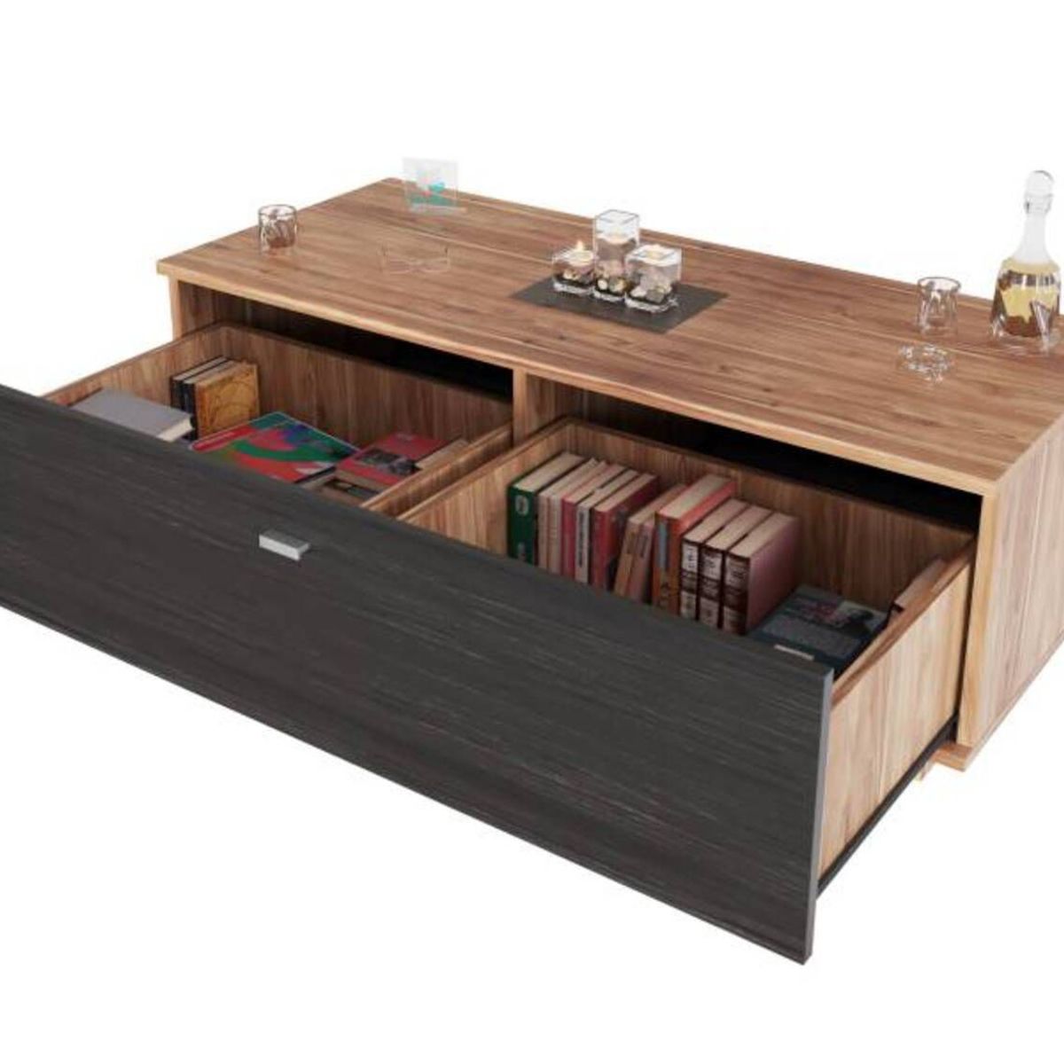 TU MESITA - Mesa de Centro Rossana Moderna Marrón con Negro