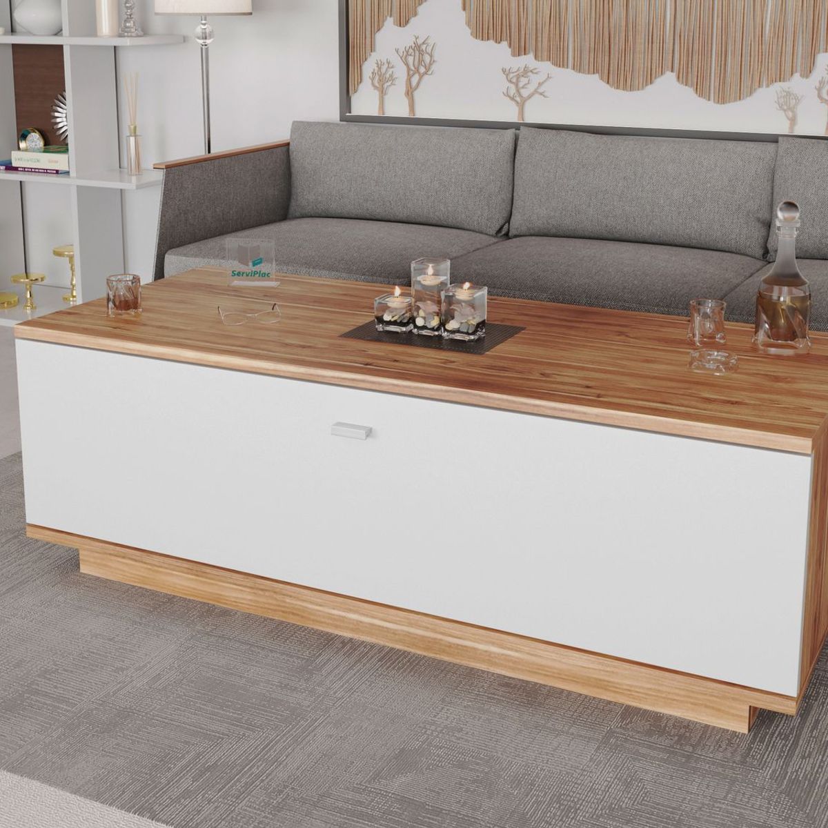 TU MESITA - Mesa de Centro Rossana Moderna Marrón con Blanco