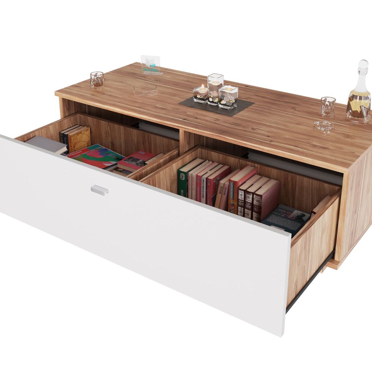 TU MESITA - Mesa de Centro Rossana Moderna Marrón con Blanco