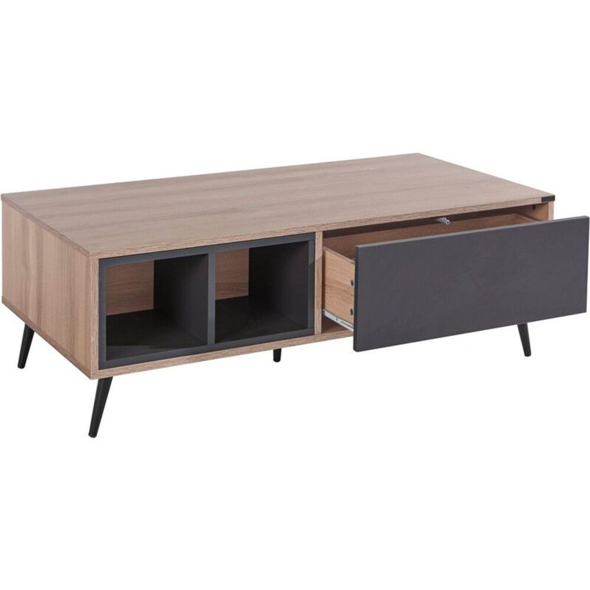 TU MESITA - Mesa de Centro Moderno Miller con Compartimientos y 1 Cajón