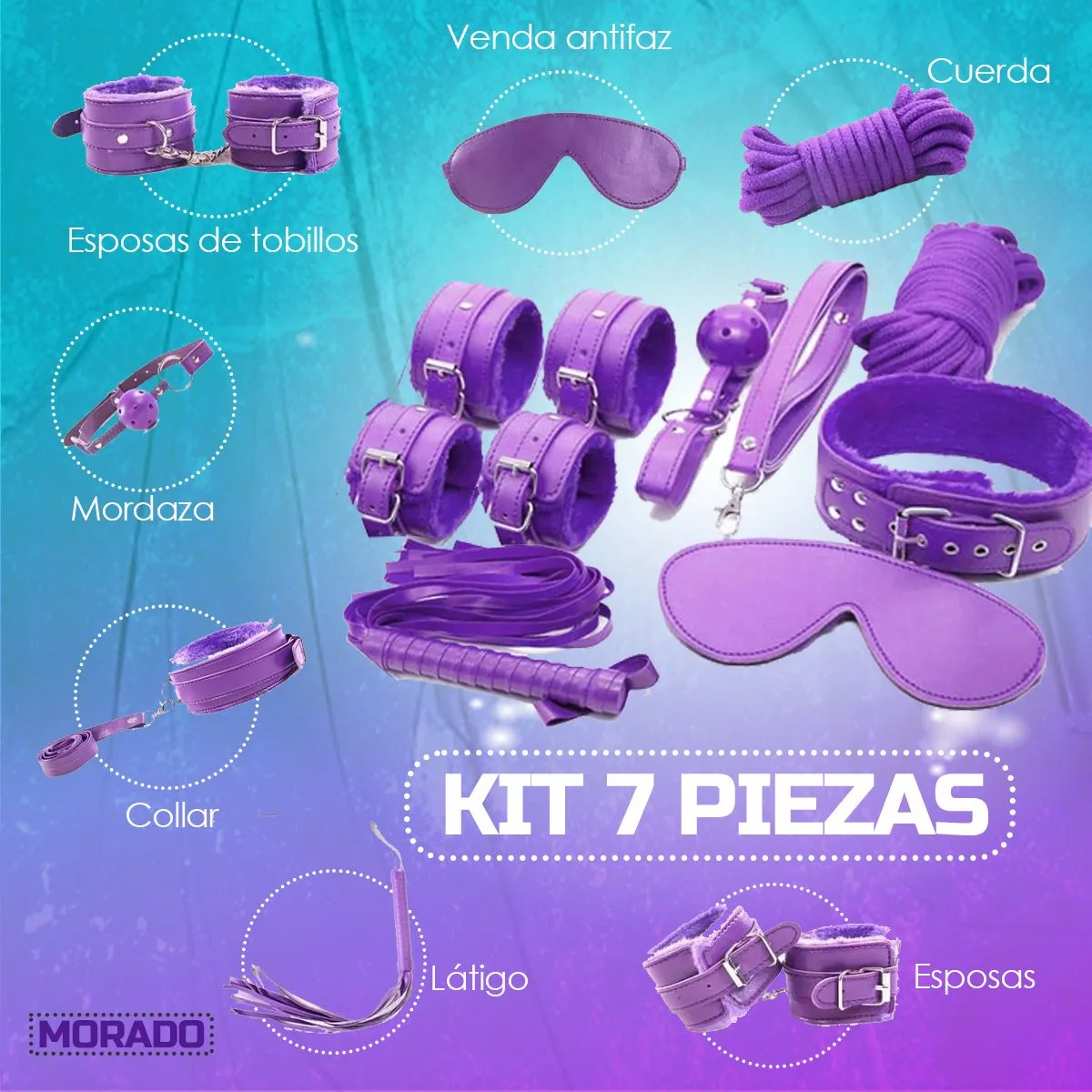GENERICO - Kit De Bondage Bdsm Para Parejas - 7 Piezas Sexuales