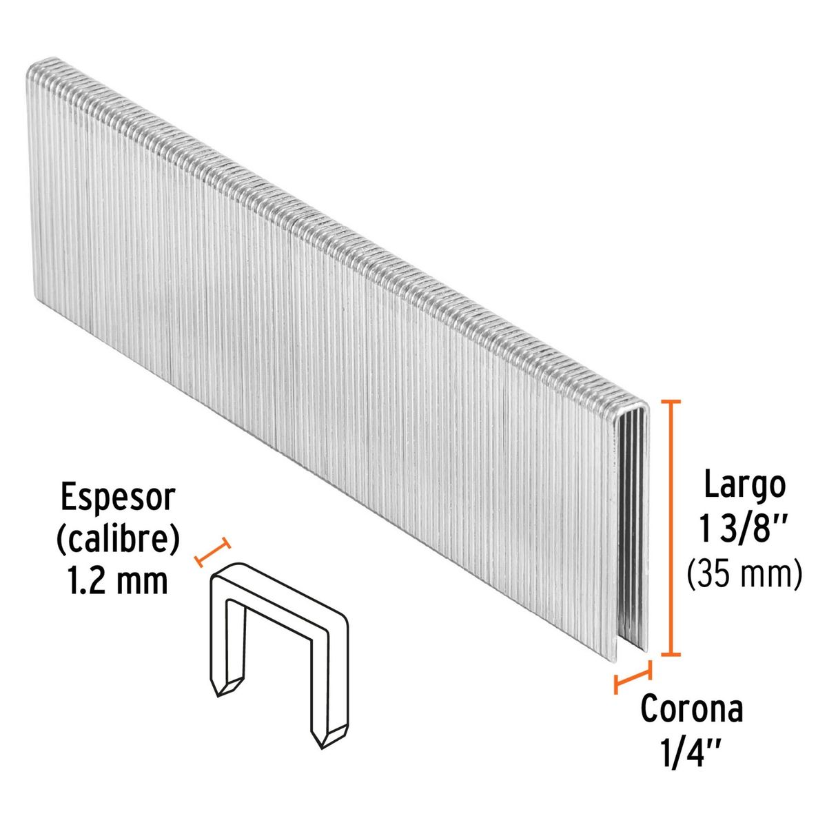 TRUPER - GRAPAS PARA ENGRAPADOR NEUMATICO calibre 18, 35mm, 5000 UNIDADES