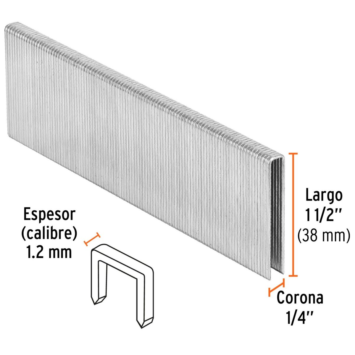 TRUPER - GRAPAS PARA ENGRAPADOR NEUMATICO calibre 18, 38mm, 5000 UNIDADES