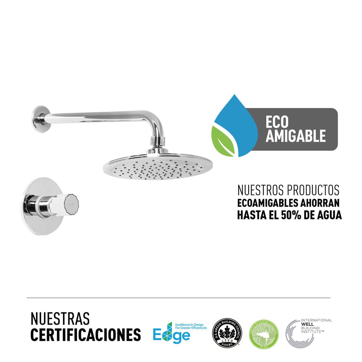 VAINSA - Grifería Monocomando de ducha cromada con salida Chaska Vainsa