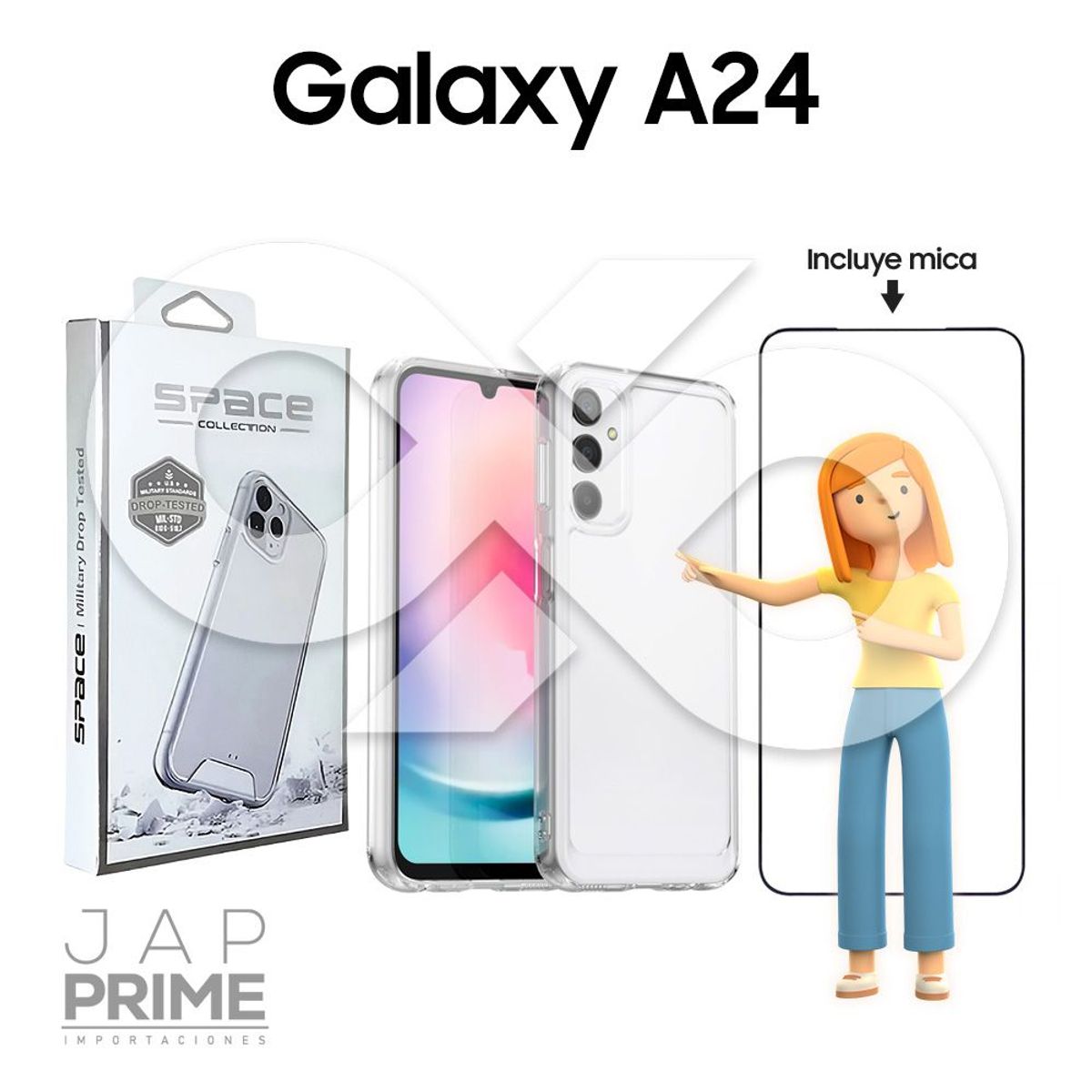 GENERICO - Case Space transparente con mica para Samsung A24 5G PREMIUM