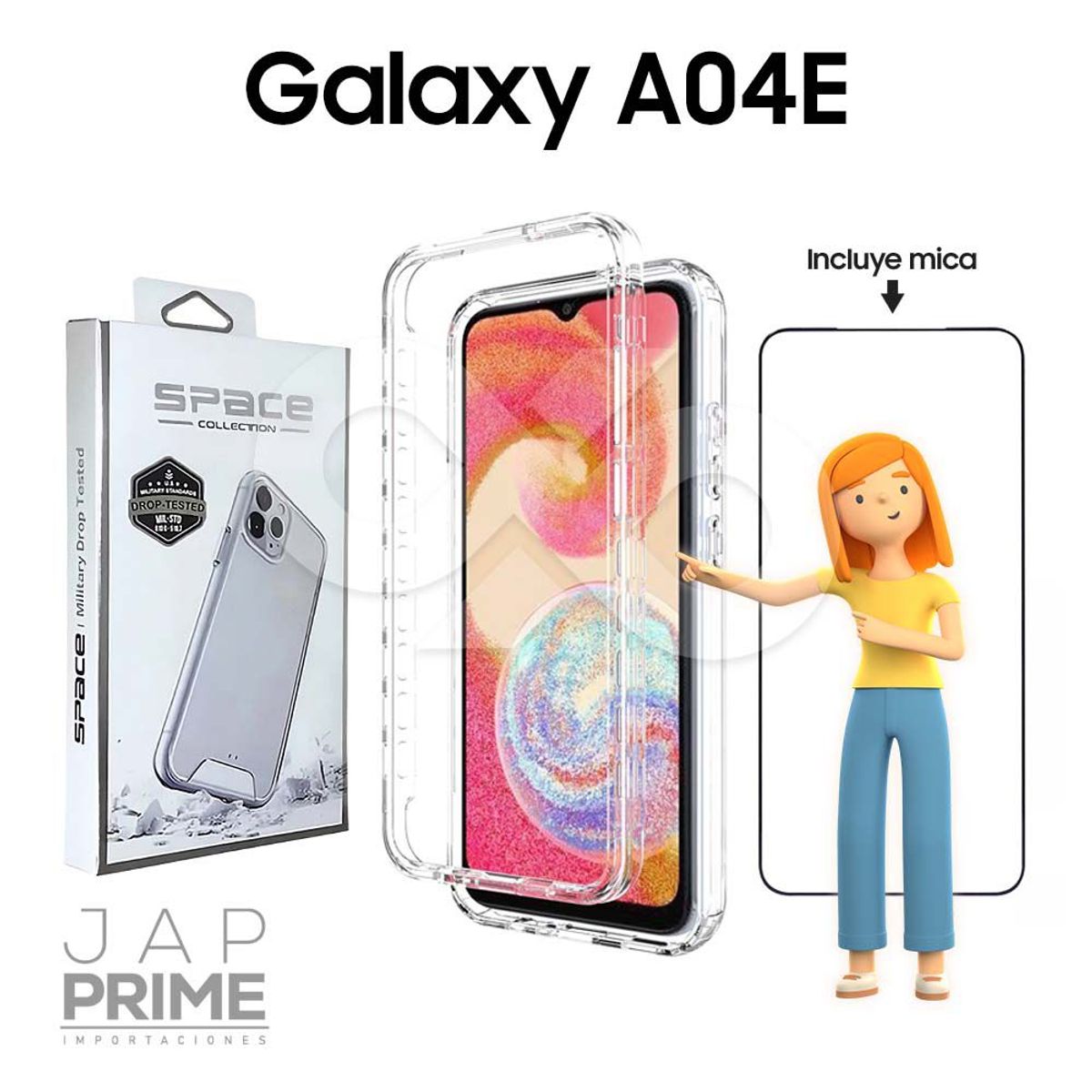 GENERICO - Case Space transparente con mica para Samsung A04E PREMIUM vip