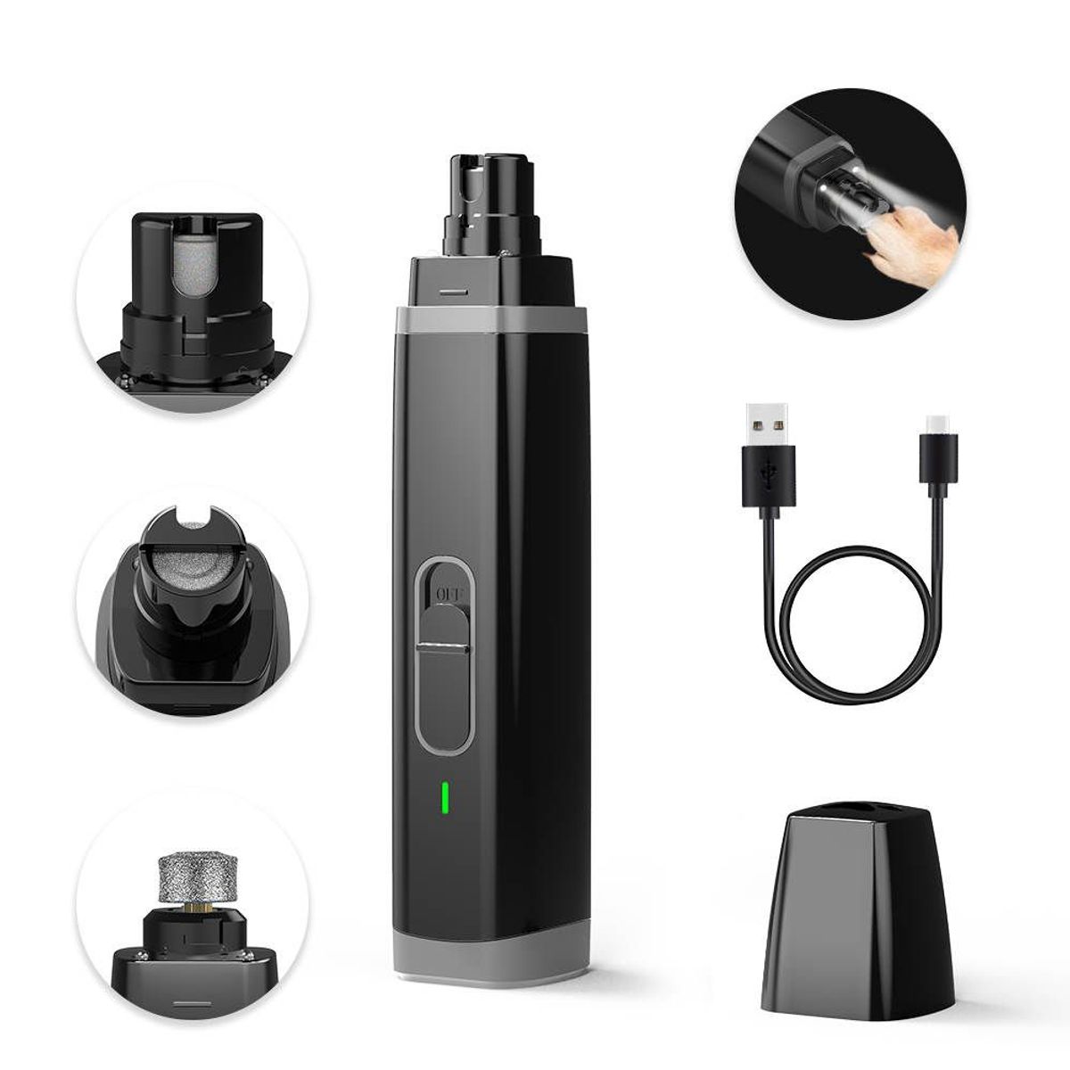 GENERICO - CORTAÚÑAS ELÉCTRICO PROFESIONAL PARA PERROS Y GATOS LUZ LED