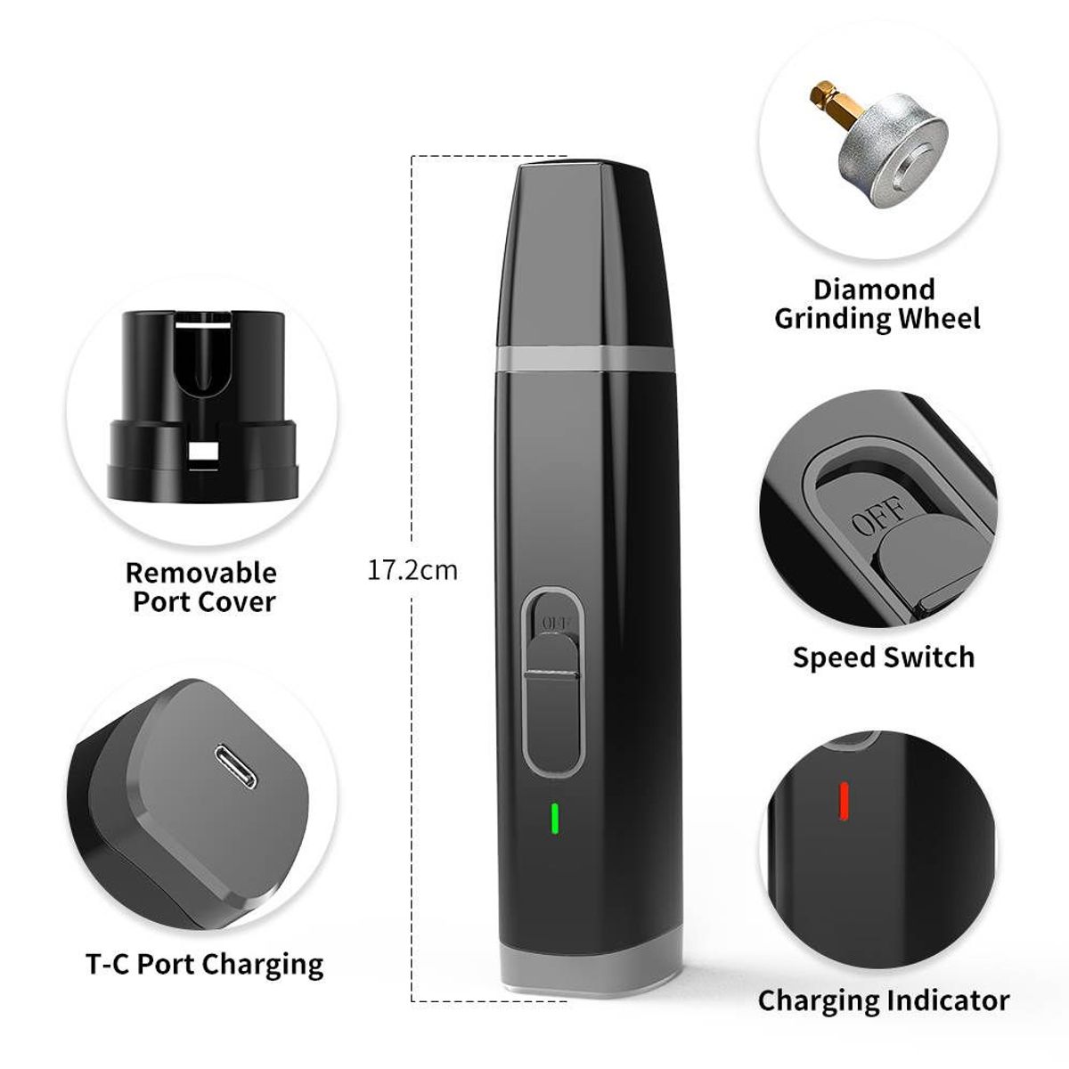 GENERICO - CORTAÚÑAS ELÉCTRICO PROFESIONAL PARA PERROS Y GATOS LUZ LED