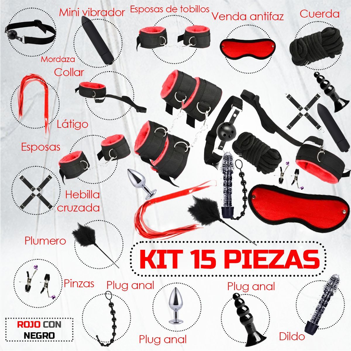 GENERICO - Kit De Bondage Bdsm Para Parejas - 15 Piezas Sexuales