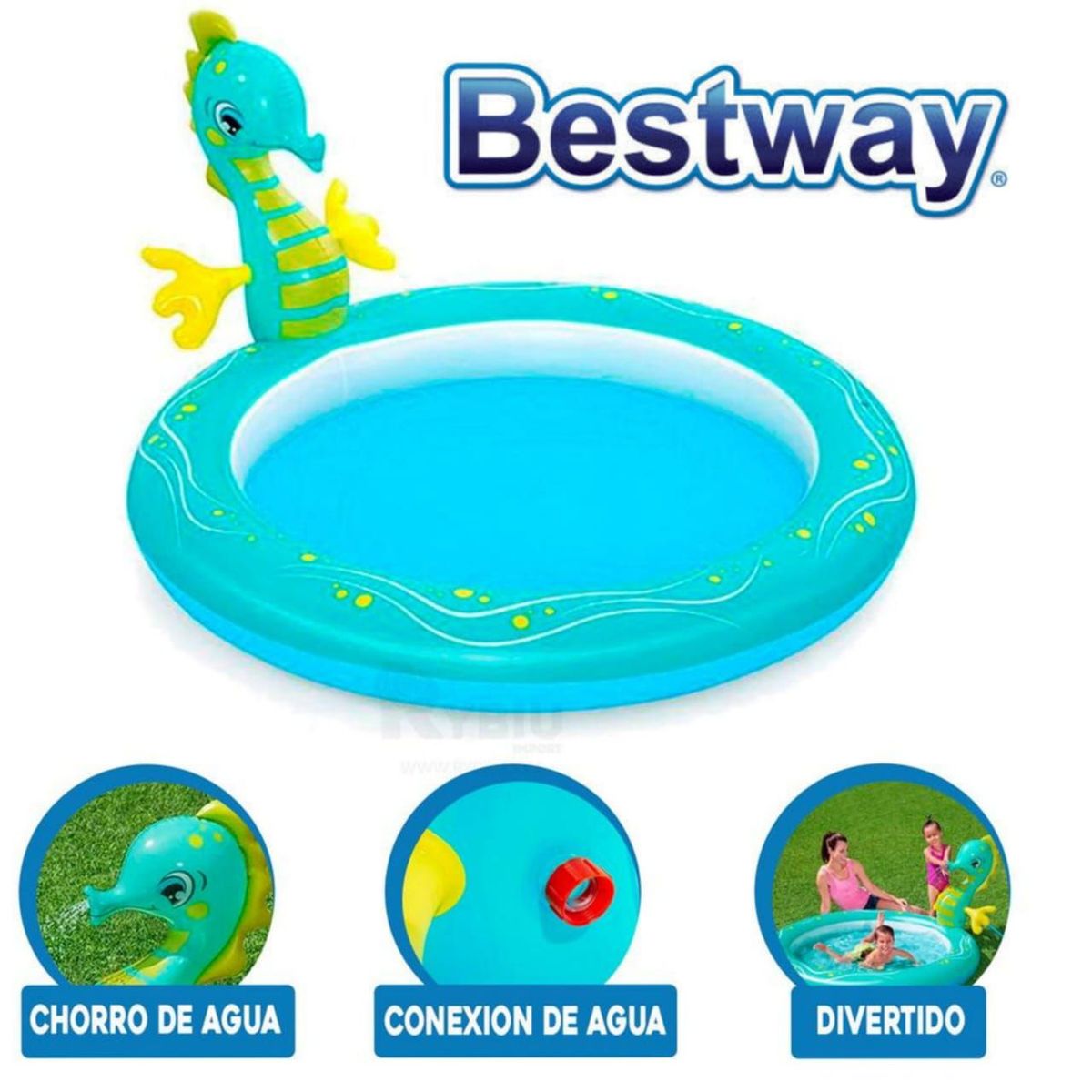 GENERICO - PISCINA INFLABLE CABALLITO DE MAR CELESTE PARA NIÑOS