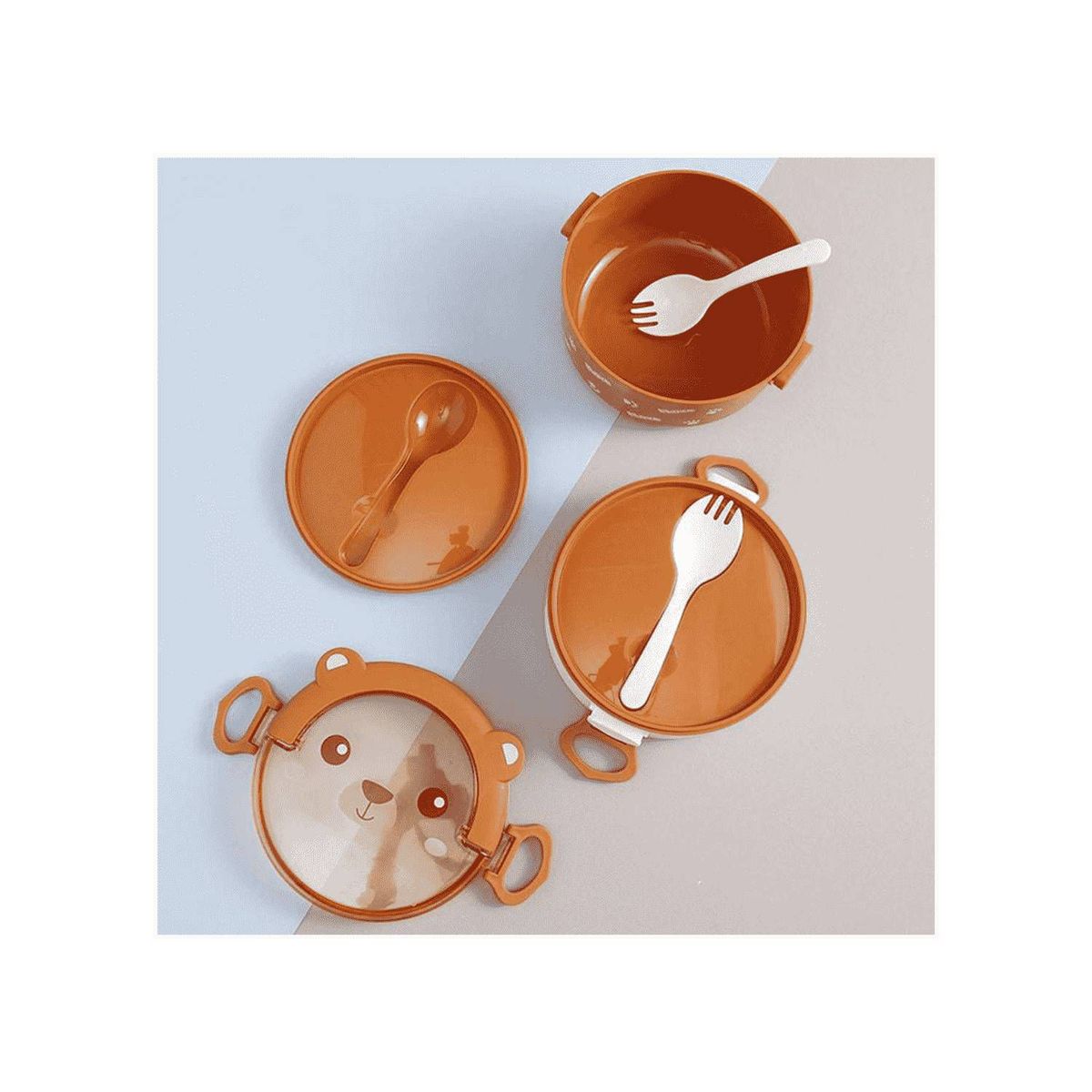 GENERICO - Taper fiambrera portátil contenedor de alimentos osito 2 niveles