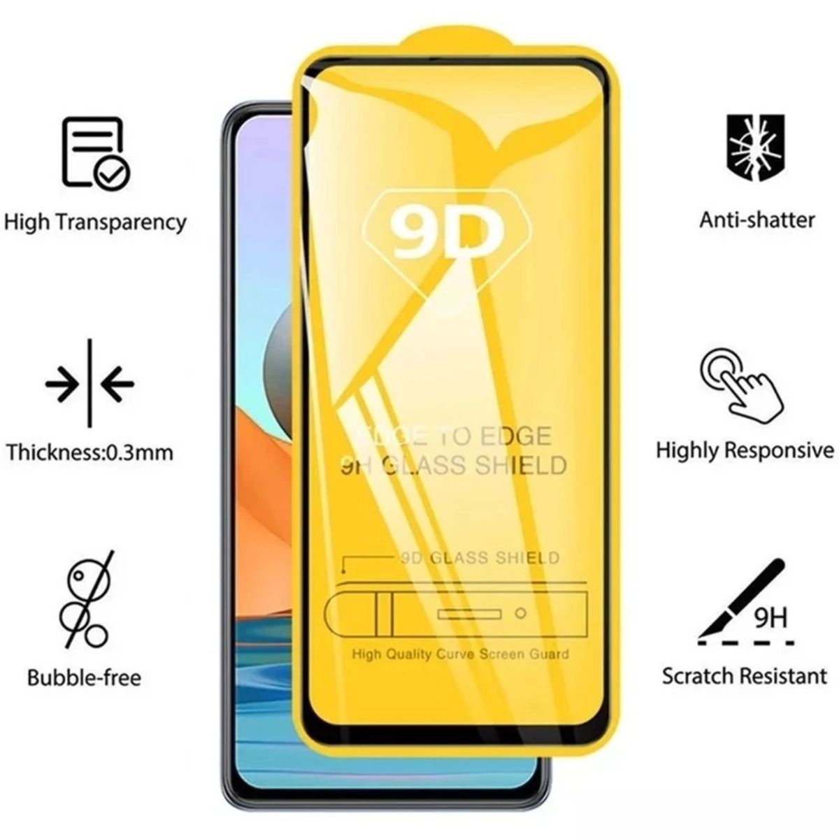 GENERICO - Mica de Motorola One Fusion Protector de Pantalla Vidrio 9D Resistente
